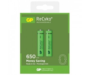 Akumulatora baterija GP Recyko+, AAA, HR03, 650mAh, 2gab/iep Akumulatora baterija GP Recyko+, AAA, HR03, 650mAh, 2gab/iep