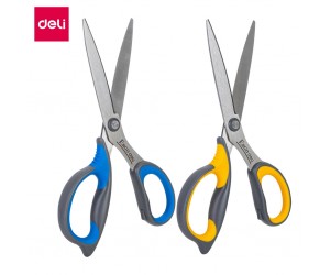 Šķēres Deli 77759, 17cm, pelēkas ar dzeltenu/zilu