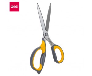 Šķēres Deli 77760, 21cm, pelēkas ar dzeltenu/zilu