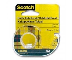 Abpusēja līmlente ar turētāju 3M Scotch 665, 12.7mmx6.3m, caurspīdīga