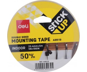 Montāžas abpusējā līmlente Deli A35113, 25.4mmx5m, balta