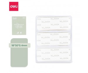 Daudzfunkcionāla abpusēja līmlente Deli 18x50x0.4mm, 60gab/iep., caurspīdīga