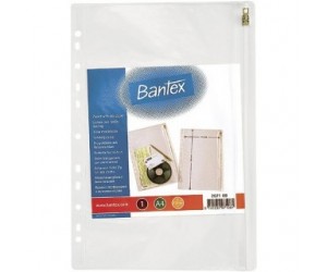 *Dokumentu kabata ar rāvējslēdzi Bantex Zip, A4, 140mic, caurspīdīga