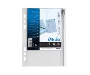 *Dokumentu kabata ar rāvējslēdzi Bantex Zip, 85x120mm, 140mic, 1gab, caurspīdīga