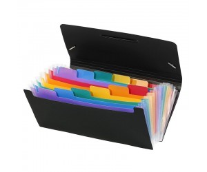 Mape-kartotēka Viquel Rainbow 26x13.5mm, ar gumiju, 12 nodalījumi, melna Mape-kartotēka Viquel Rainbow 26x13.5mm, ar gumiju, 12 nodalījumi, melna