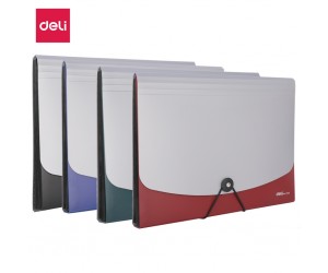 Mape ar pogu un gumiju Deli A4, 13 nodalījumi, asorti Mape ar pogu un gumiju Deli A4, 13 nodalījumi, asorti