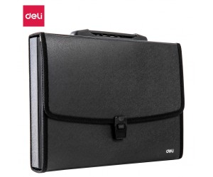 Mape-kartotēka Deli, ar rokturi, A4, 8 nodalījumi, ar klipsi, melns Mape-kartotēka Deli, ar rokturi, A4, 8 nodalījumi, ar klipsi, melns