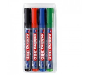 Tāfeles marķieru komplekts Edding 360, 1-5mm, koniski, 4 krāsas Tāfeles marķieru komplekts Edding 360, 1-5mm, koniski, 4 krāsas