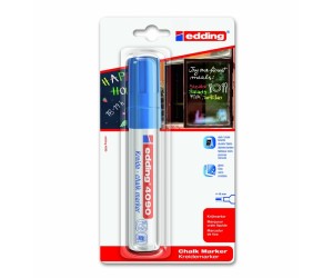 Stikla virsmu marķieris - šķidrais krīts Edding 4090, 4-15mm, nošķelts, zils Stikla virsmu marķieris - šķidrais krīts Edding 4090, 4-15mm, nošķelts, zils