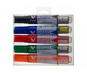 Tāfeles marķieru komplekts Pilot V Board Master, nošķelts, 5 krāsas Tāfeles marķieru komplekts Pilot V Board Master, nošķelts, 5 krāsas