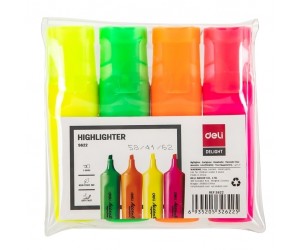 Teksta marķieru komplekts Deli Accent 1-5mm, nošķelts, 4 krāsas Teksta marķieru komplekts Deli Accent 1-5mm, nošķelts, 4 krāsas