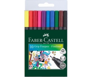 Flomāstertipa pildspalvu komplekts Faber-Castell Finepen Grip 0.4mm, 10 krāsas Flomāstertipa pildspalvu komplekts Faber-Castell Finepen Grip 0.4mm, 10 krāsas