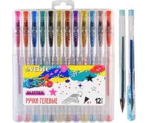 Gēla pildspalvu komplekts deVente Cosmo Glitter, 1mm, 12 krāsas