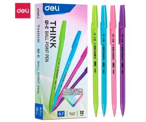 Lodīšu pildspalva Deli Think Q1-C, 0.7mm, asorti, zila