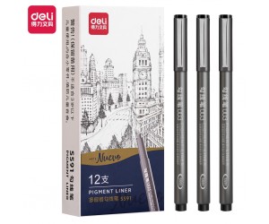 Flomāstertipa pildspalva Deli Pigment 0.15mm, 003, melna Flomāstertipa pildspalva Deli Pigment 0.15mm, 003, melna