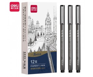 Flomāstertipa pildspalva Deli Pigment No.005, 0.2mm, melna Flomāstertipa pildspalva Deli Pigment No.005, 0.2mm, melna