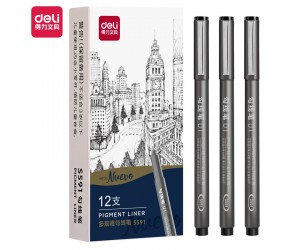 Flomāstertipa pildspalva Deli Pigment 0.25mm, 01, melna Flomāstertipa pildspalva Deli Pigment 0.25mm, 01, melna