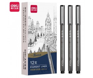 Flomāstertipa pildspalva Deli Pigment 2.0mm, 20, melna Flomāstertipa pildspalva Deli Pigment 2.0mm, 20, melna