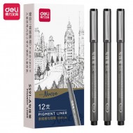 Flomāstertipa pildspalva Deli Pigment 1mm, BR, melns