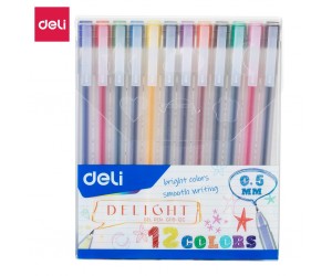 Gēla pildspalvu komplekts Deli Delight, 0.5mm, 12 krāsas