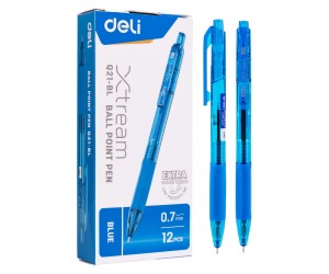 Lodīšu pildspalva Deli Xtream Q21-BL, 0.7mm, automātiska, zila