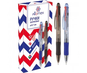 Lodīšu pildspalva Attomex, 0.7mm, 4 krāsas, automātiska