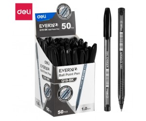 Lodīšu pildspalva Deli Q19-BK, 1.0mm, melna
