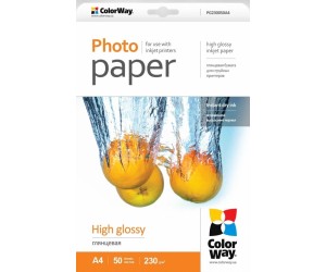 Fotopapīrs ColorWay A4, 230g/m², 50lpp/iep, glancēts