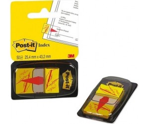 Indeksi ar paraksta piktogrammu Post-it, 25x43mm, 50gab/iep, dzelteni