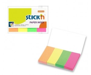 Papīra indeksi StickN, 50x20mm, 50gabx4 neona krāsas