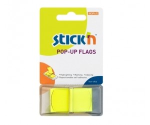 Indeksi StickN ar turētāju, 45x25mm, 50 gab/iep, neona dzelteni