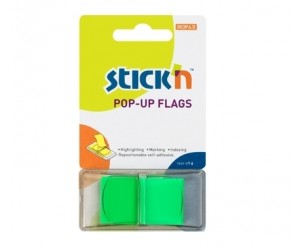 Indeksi ar turētāju StickN, 45x25mm, 50gab/iep, zaļi