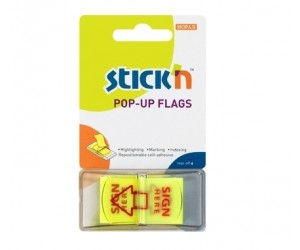 *Indeksi ar paraksta piktogrammu StickN ar turētāju, 45x25mm, 50gab., dzelteni