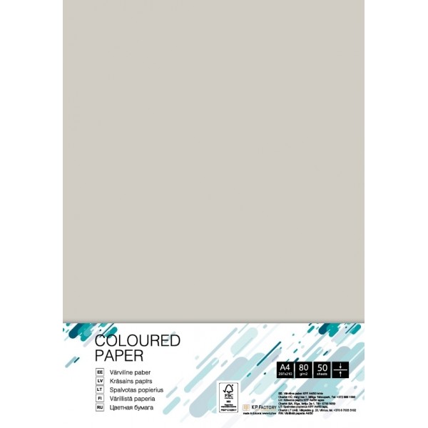 *Krāsains papīrs College A4, 80g/m², 50 loksnes, Grey GR21