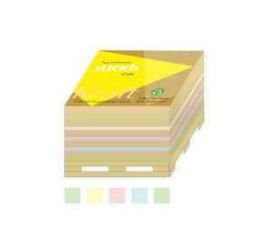 *Līmlapiņu kubs StickN Kraft 21817, 76x76mm, 400 lpp., pasteļkrāsas *Līmlapiņu kubs StickN Kraft 21817, 76x76mm, 400 lpp., pasteļkrāsas