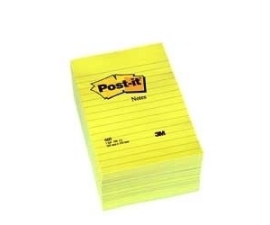 Līnīju līmlapiņas Post-It, 102x152mm, 100lpp/iep, dzeltenas Līnīju līmlapiņas Post-It, 102x152mm, 100lpp/iep, dzeltenas