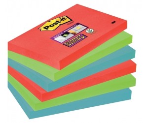 *Līmlapiņas POST-IT Super Sticky Bor Bora 6x90l 76x127, 3 krāsas *Līmlapiņas POST-IT Super Sticky Bor Bora 6x90l 76x127, 3 krāsas