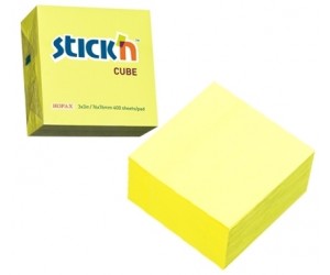 Līmlapiņu kubs StickN 21010, 76x76mm, 400lapas, neona dzeltenas Līmlapiņu kubs StickN 21010, 76x76mm, 400lapas, neona dzeltenas