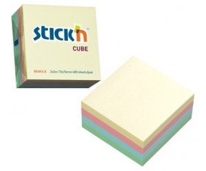 Līmlapiņu kubs StickN 21013, 76x76mm, 400 lapas, pasteļa krāsu asorti Līmlapiņu kubs StickN 21013, 76x76mm, 400 lapas, pasteļa krāsu asorti
