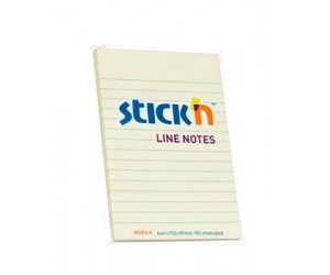 Līmlapiņas StickN 21056, 101x150mm, 100lapas, līniju, pasteļdzeltenas Līmlapiņas StickN 21056, 101x150mm, 100lapas, līniju, pasteļdzeltenas