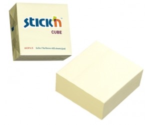 Līmlapiņu kubs StickN 21072, 76x76mm, 400lapas, dzeltenas Līmlapiņu kubs StickN 21072, 76x76mm, 400lapas, dzeltenas