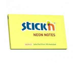 Līmlapiņas StickN 21135 76x127mm, 100 lapas, neona dzeltenas Līmlapiņas StickN 21135 76x127mm, 100 lapas, neona dzeltenas
