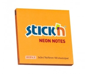 Līmlapiņas StickN 21164, 76x76mm, 100 lapas, neona oranžas Līmlapiņas StickN 21164, 76x76mm, 100 lapas, neona oranžas