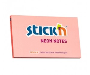Līmlapiņas StickN 21170, 76x127mm, 100 lapas, neona rozā Līmlapiņas StickN 21170, 76x127mm, 100 lapas, neona rozā