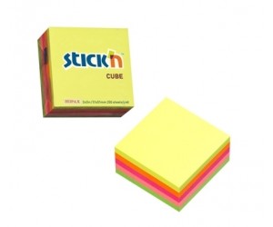 Līmlapiņu kubs StickN 21203, 51x51mm, 250lapas/iep, 5 neona krāsu asorti Līmlapiņu kubs StickN 21203, 51x51mm, 250lapas/iep, 5 neona krāsu asorti