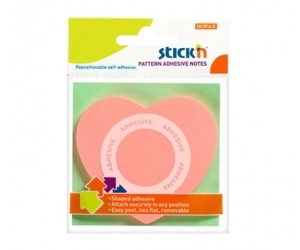 Līmlapiņas StickN 21545, Pattern adhesiv, 70x70mm, 50 lapas, sirds forma, rozā Līmlapiņas StickN 21545, Pattern adhesiv, 70x70mm, 50 lapas, sirds forma, rozā