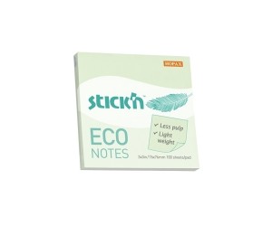 Līmlapiņas StickN 21748, Eco, 76x76mm, 100 lapas, zaļā krāsā Līmlapiņas StickN 21748, Eco, 76x76mm, 100 lapas, zaļā krāsā