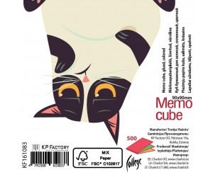 Piezīmju papīra kubs College 90x90mm, 500 lapas, salīmēts, krāsains Piezīmju papīra kubs College 90x90mm, 500 lapas, salīmēts, krāsains