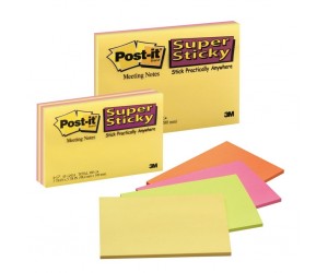 *Līmlapiņas POST-IT Super sticky 40l 101x152, 4 gab, asorti krāsas *Līmlapiņas POST-IT Super sticky 40l 101x152, 4 gab, asorti krāsas