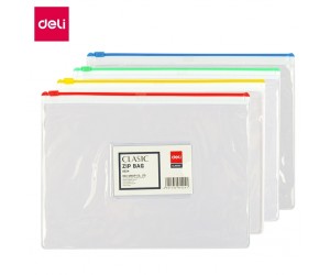 Mape-aploksne ar rāvējslēdzēju un vietu vizītkartei Deli A5, 0.15 mm, caurspīdīga